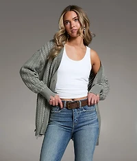 Contrast Stitch Cardigan Sweater