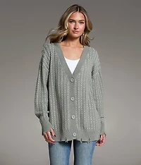 Contrast Stitch Cardigan Sweater