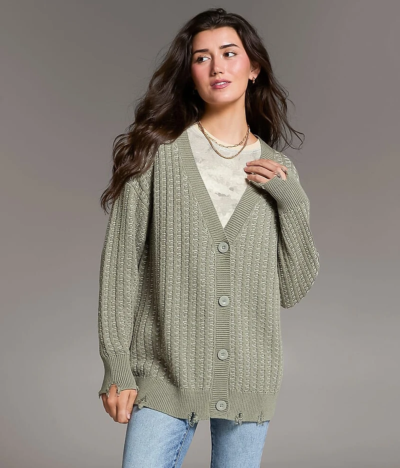Contrast Stitch Cardigan Sweater