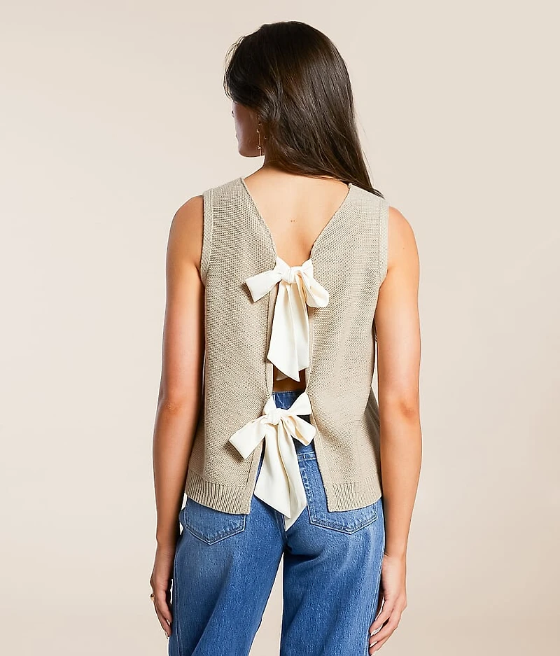 Back Tie Sweater Tank Top