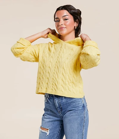 Cable Knit Hooded Sweater