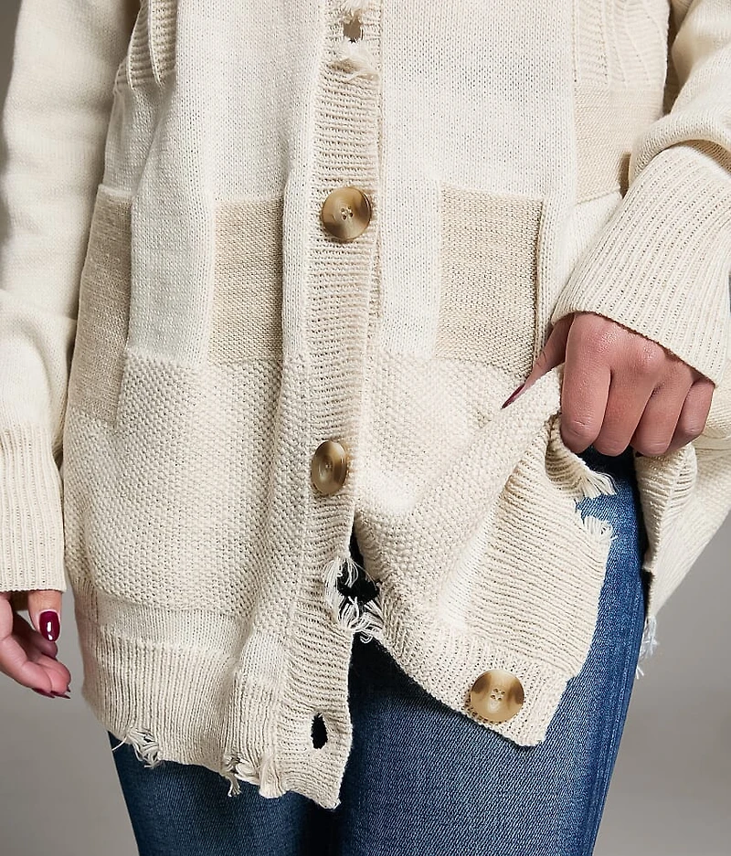 Checkered Cardigan Sweater