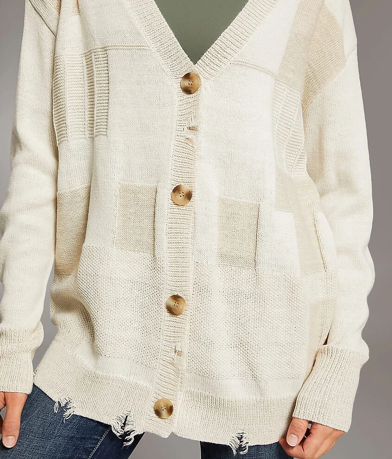 Checkered Cardigan Sweater