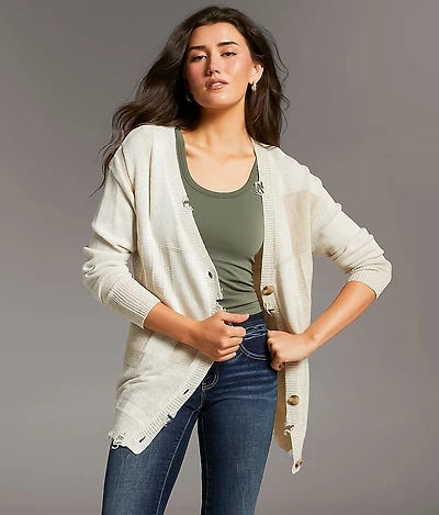 Checkered Cardigan Sweater