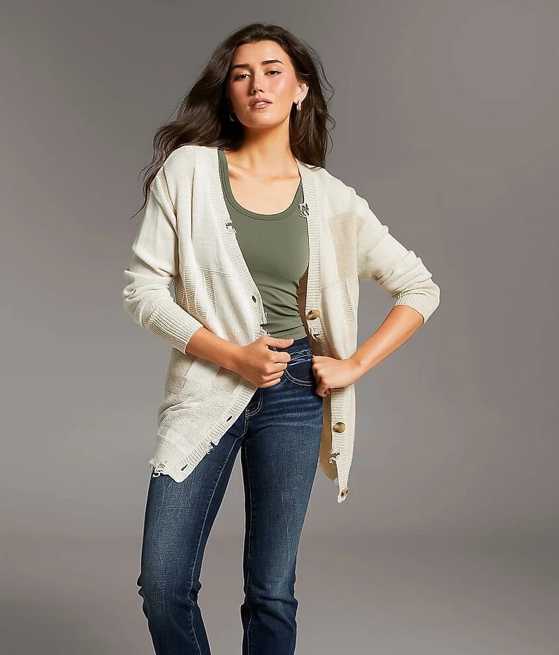 Checkered Cardigan Sweater