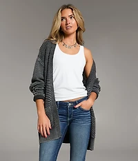 Mixed Stitch Cardigan Sweater