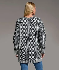 Plated Cable Stitch Cardigan Sweater