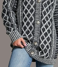 Plated Cable Stitch Cardigan Sweater