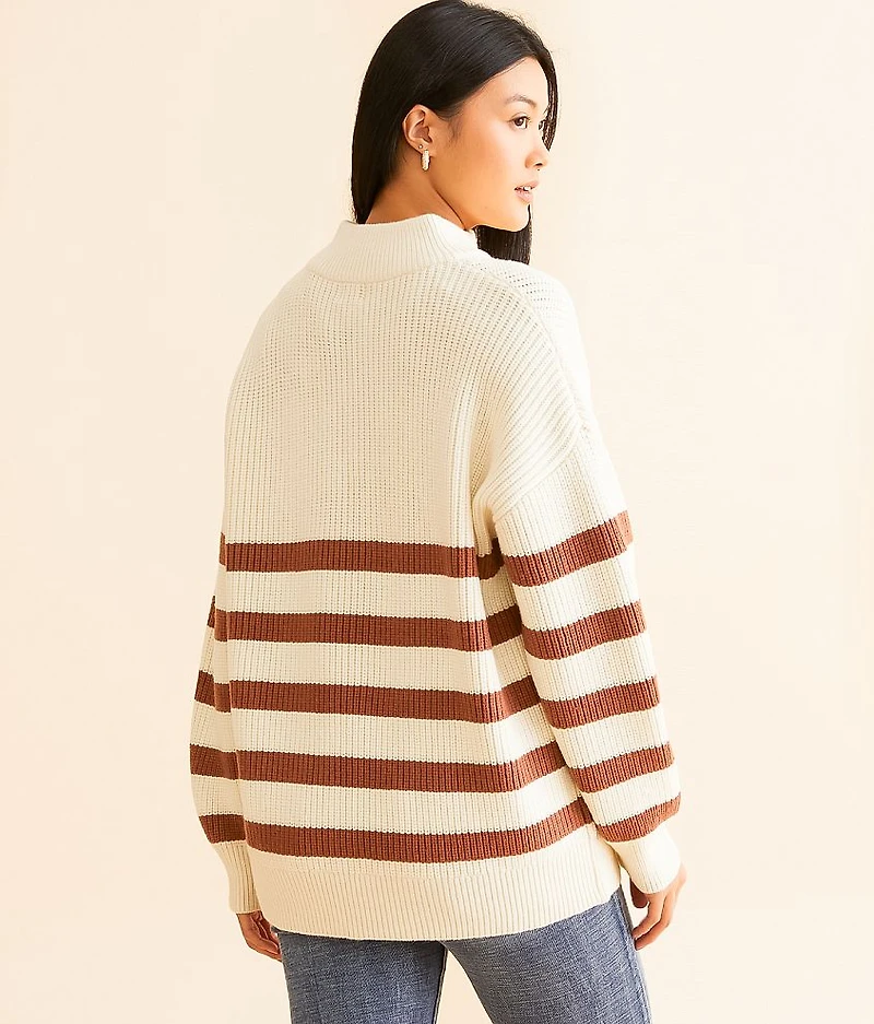 Striped Quarter Zip Sweater