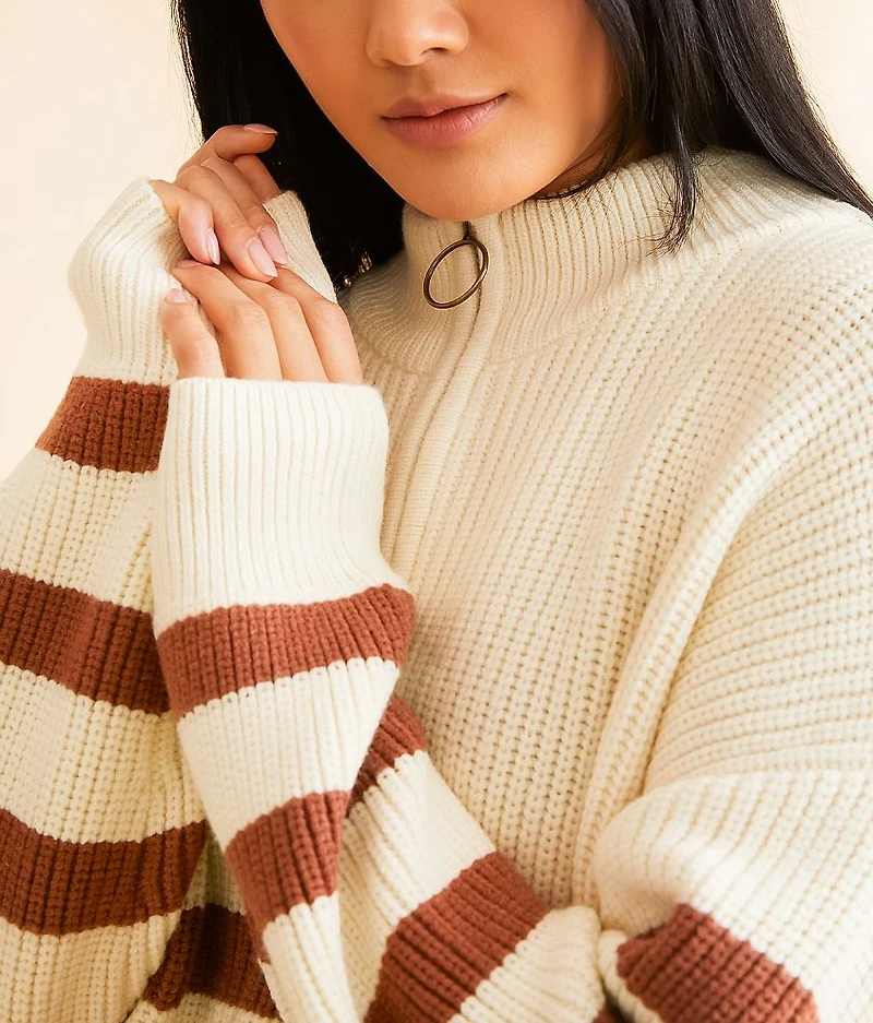 Striped Quarter Zip Sweater