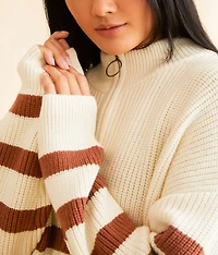 Striped Quarter Zip Sweater