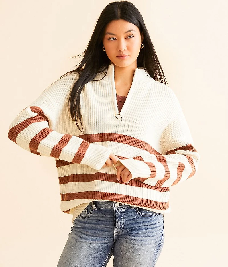 Striped Quarter Zip Sweater