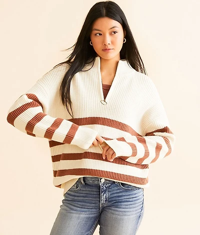 Striped Quarter Zip Sweater