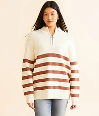 Striped Quarter Zip Sweater