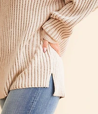 Notch Neck Oversized Waffle Sweater