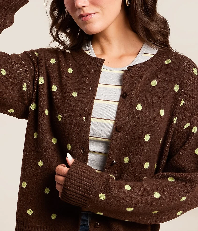 Brushed Polka Dot Cardigan Sweater