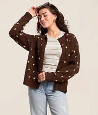 Brushed Polka Dot Cardigan Sweater