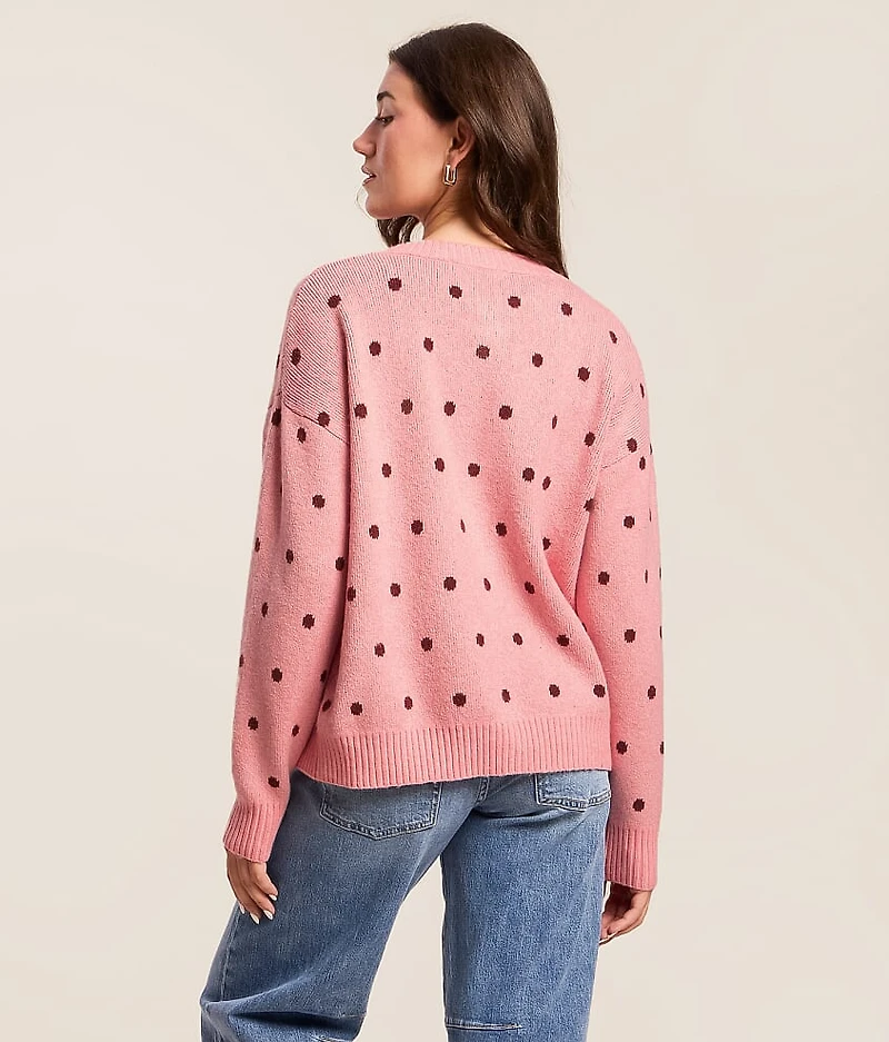 Brushed Polka Dot Cardigan Sweater