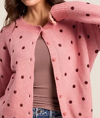 Brushed Polka Dot Cardigan Sweater