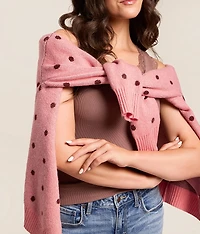 Brushed Polka Dot Cardigan Sweater