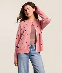 Brushed Polka Dot Cardigan Sweater