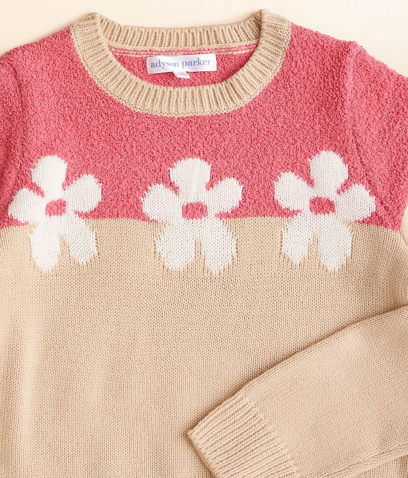 Girls - Flower Color Block Sweater