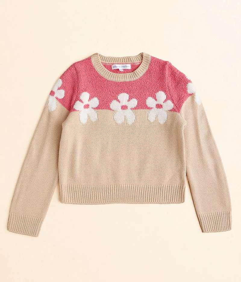 Girls - Flower Color Block Sweater