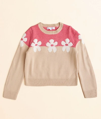 Girls - Flower Color Block Sweater
