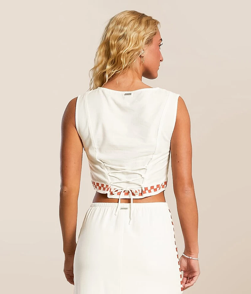 Secret Cove Checker Cropped Tank Top