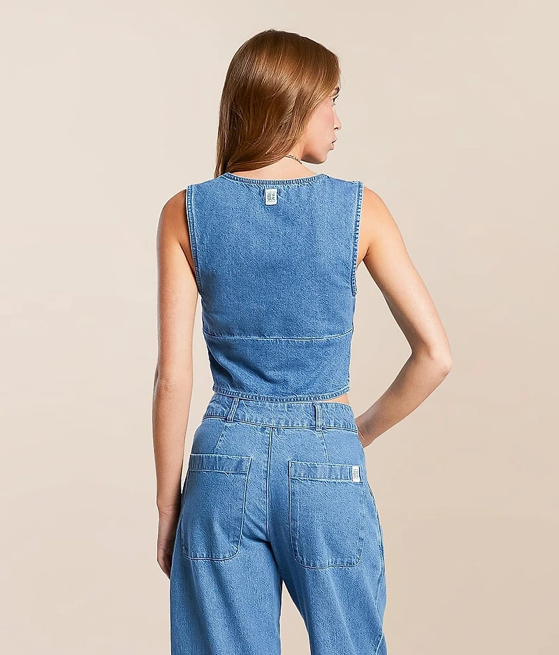 Indigo Skies Cropped Denim Vest