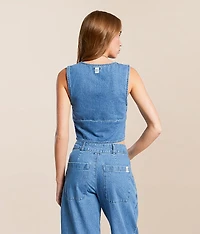 Indigo Skies Cropped Denim Vest