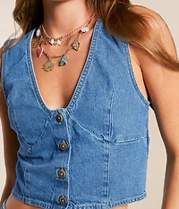 Indigo Skies Cropped Denim Vest