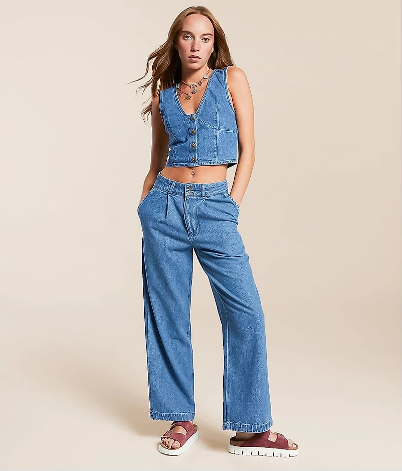 Indigo Skies Cropped Denim Vest