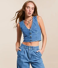 Billabong Indigo Skies Cropped Denim Vest