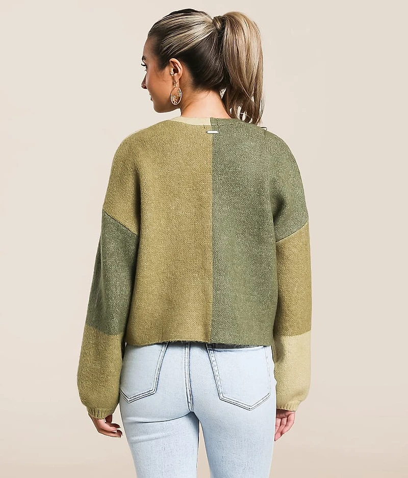 Block Out Cropped Cardigan Sweater