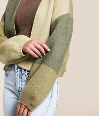 Block Out Cropped Cardigan Sweater