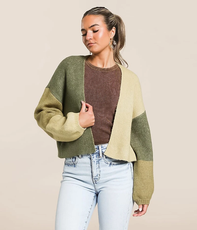 Block Out Cropped Cardigan Sweater