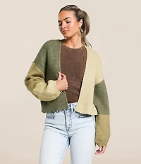 Block Out Cropped Cardigan Sweater