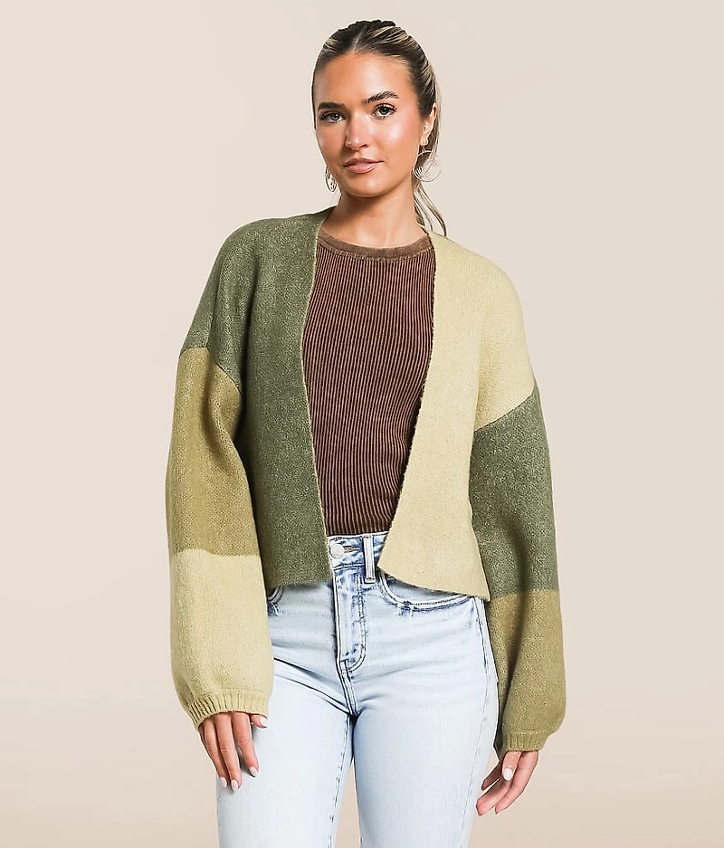 Block Out Cropped Cardigan Sweater