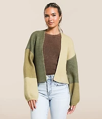 Block Out Cropped Cardigan Sweater