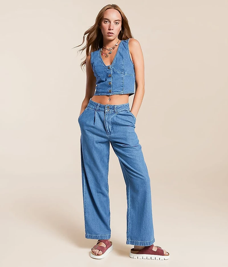 Wave Washed Wide Leg Jean