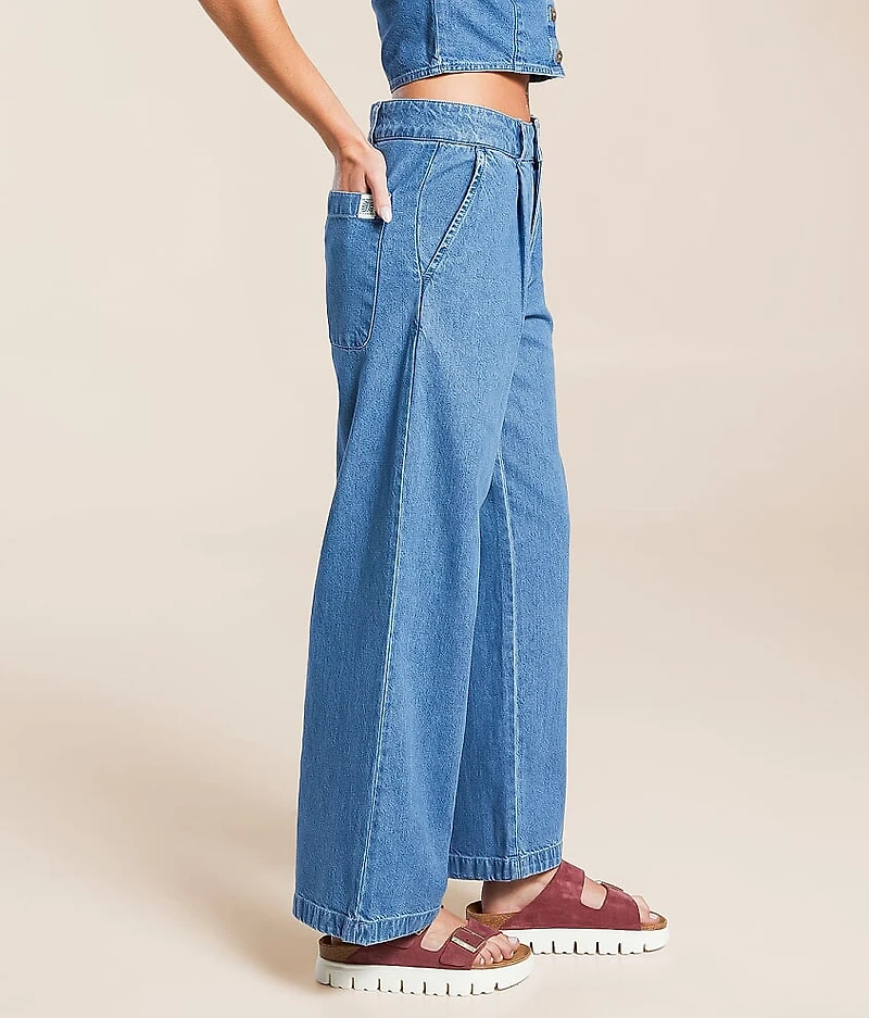 Wave Washed Wide Leg Jean