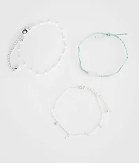 3 Pack Stone Ankle Bracelet Set