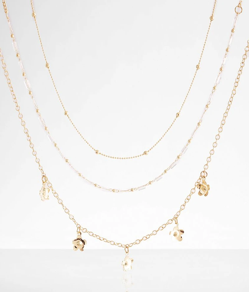 3 Pack Flower Necklace Set