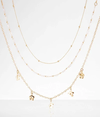 3 Pack Flower Necklace Set