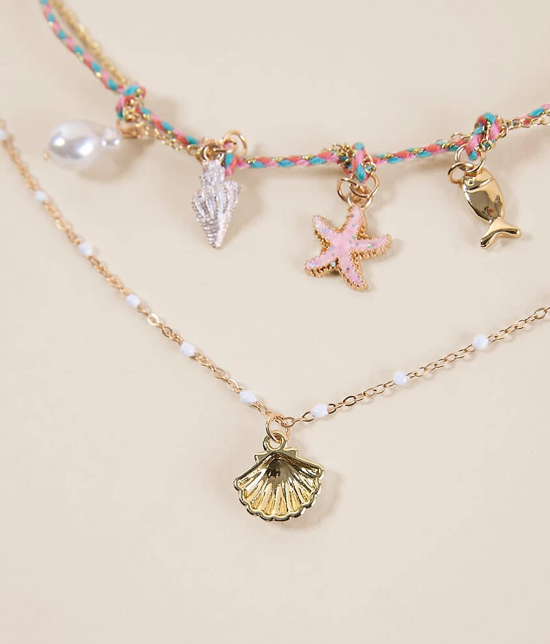 2 Pack Ocean Charm Necklace Set