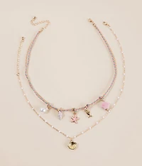 2 Pack Ocean Charm Necklace Set