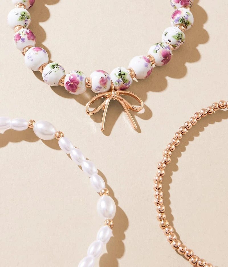 3 Pack Floral Bracelet Set