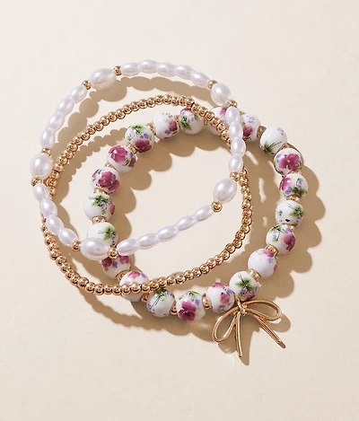 3 Pack Floral Bracelet Set