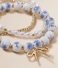 3 Pack Bow Pendant Bracelet Set